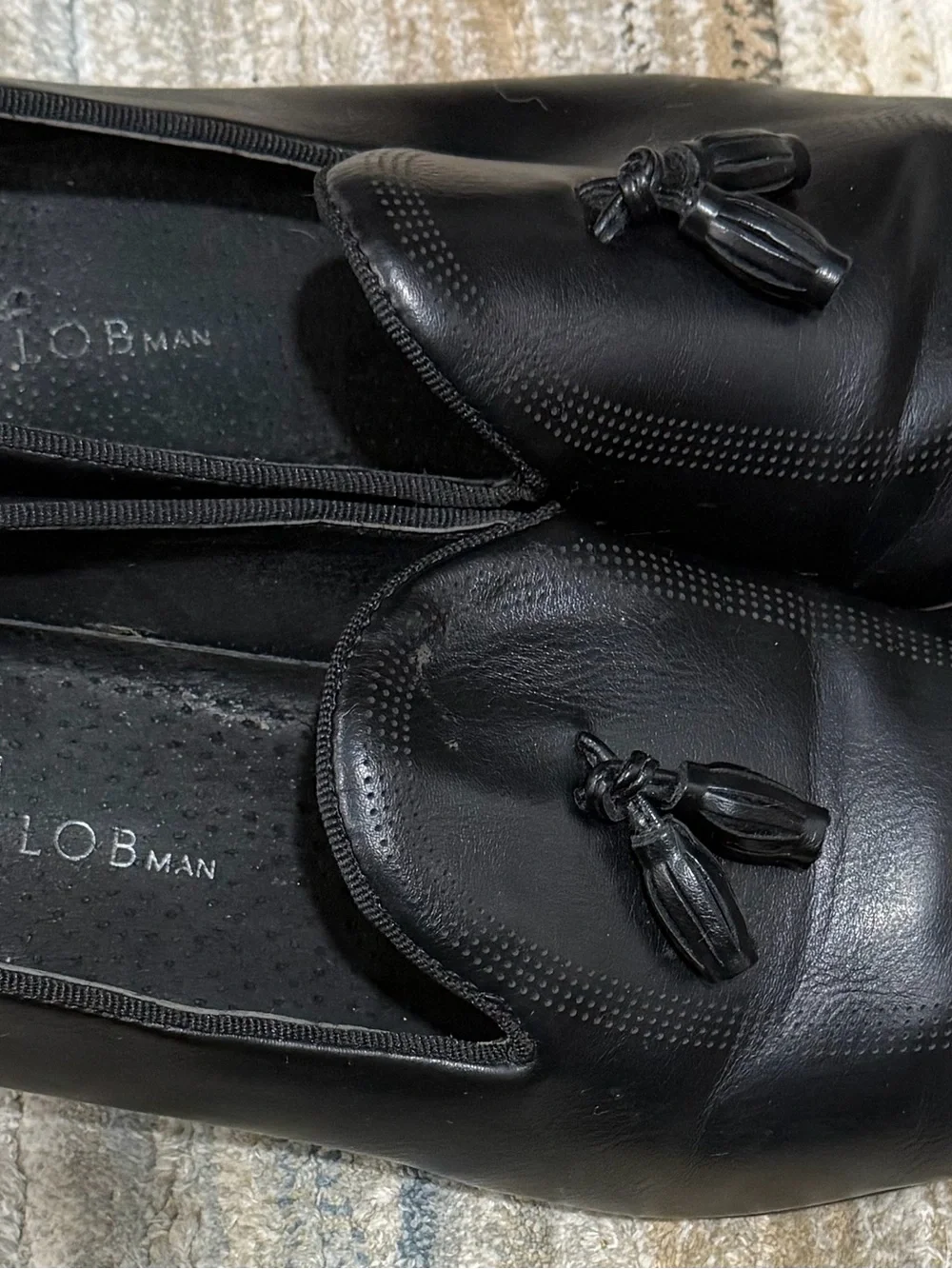 Men's Black Tassel Slip-On Loafers by